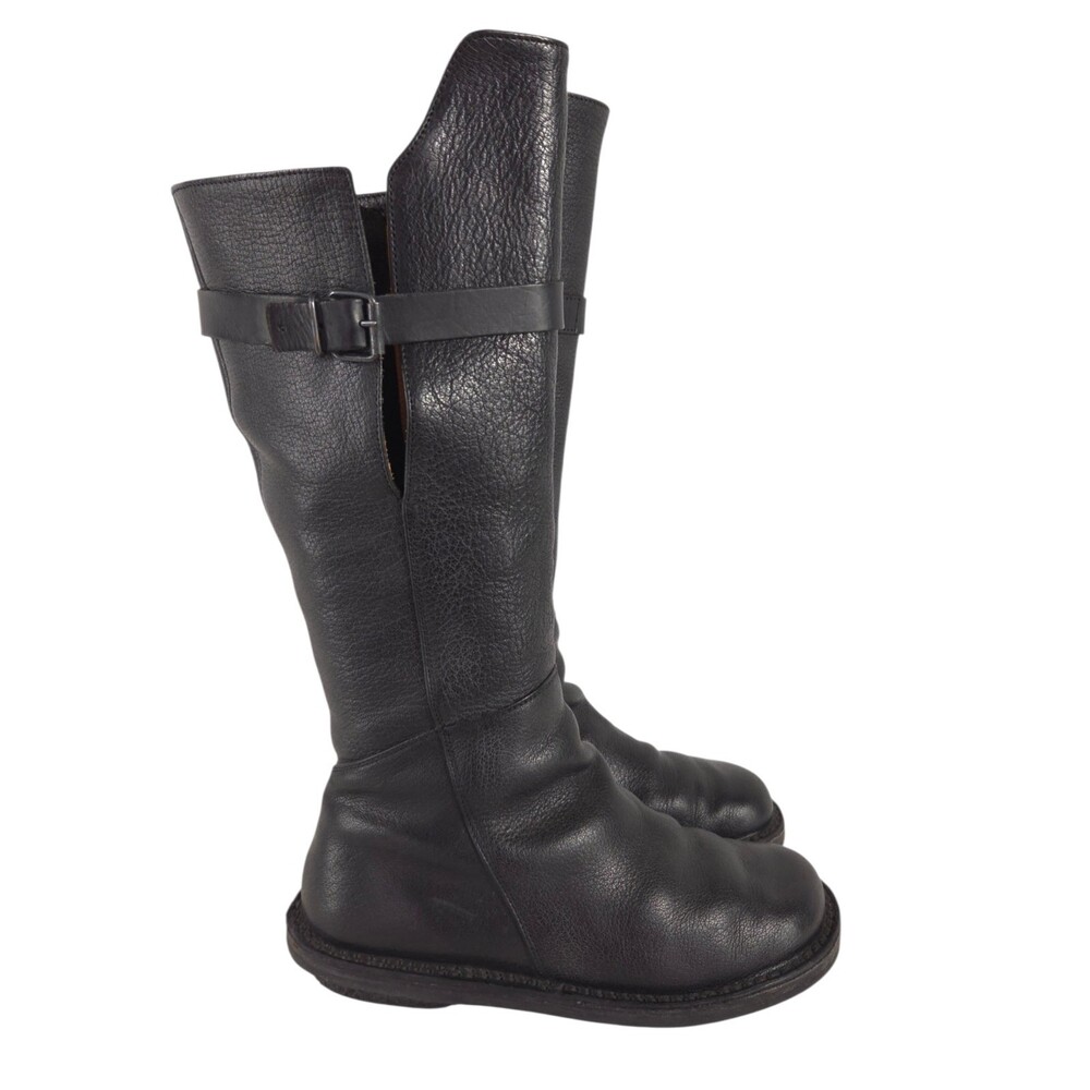 Trippen Tall Knee High Boots US 7.5 EU 38 Womens Black Pebbled Leather $450